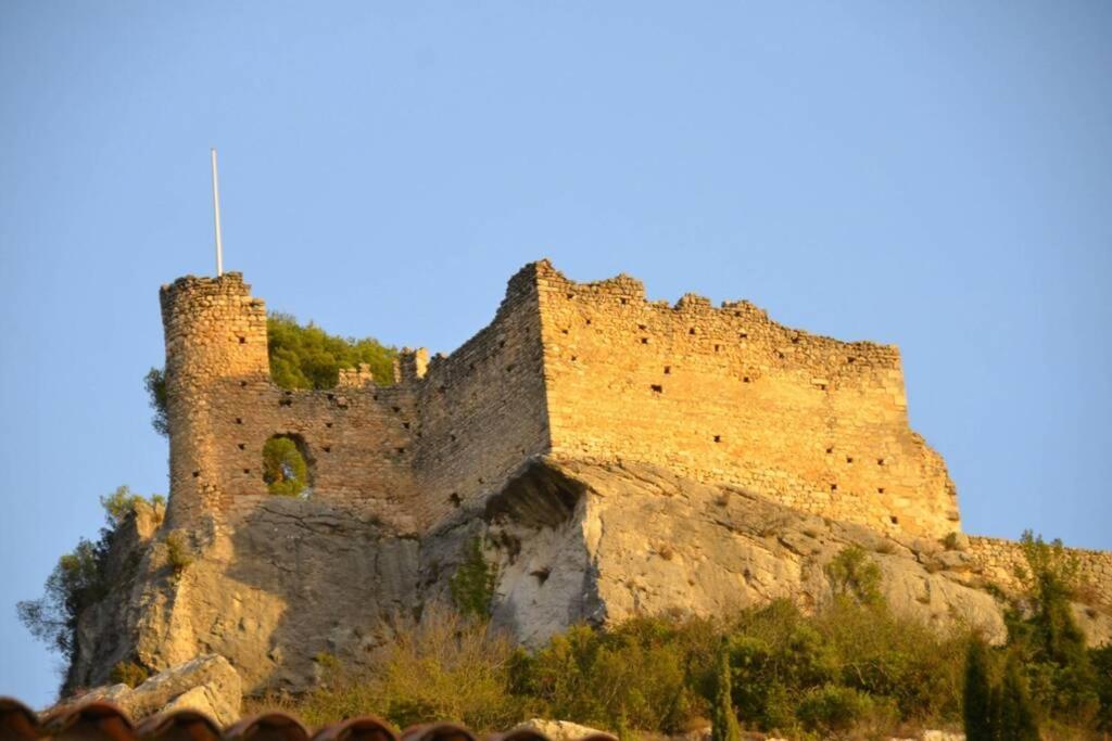 Vue panoramique sur le château,montagne et grottes Fontaine-de-Vaucluse Extérieur photo
